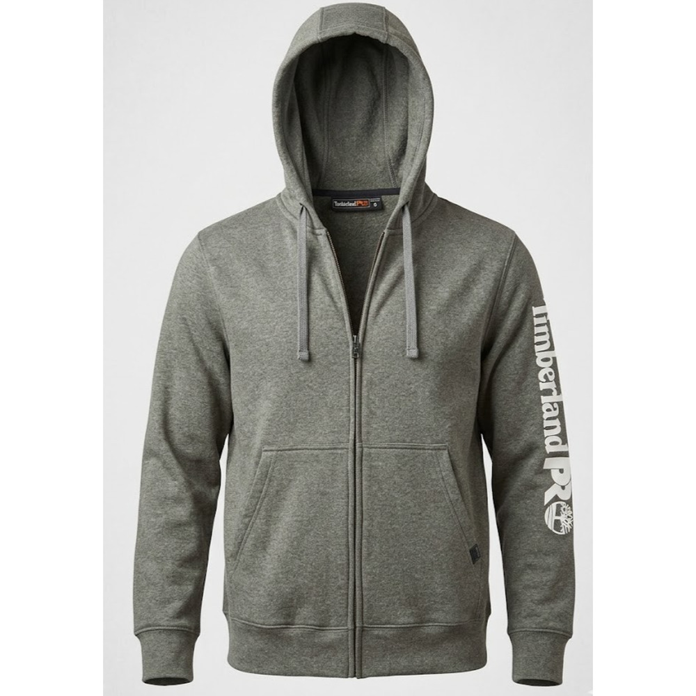 Timberland PRO Men's Hooded Logo Sweatshirt S - Full-Zip Hoodie - Grey - NWT